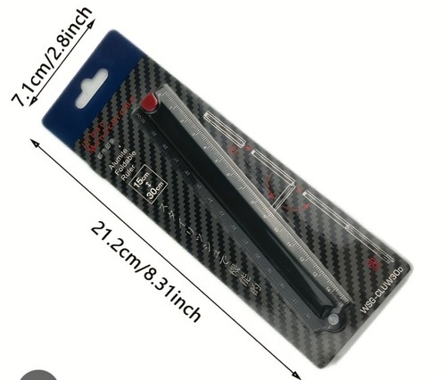 30cm folding aluminium ruler - aluminium,