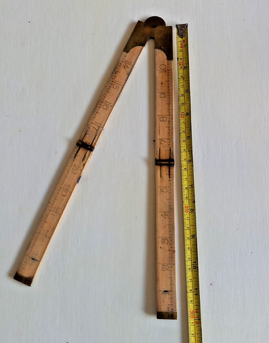 Vintage brass and wood folding - brass,
